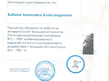 Сертификат Бабина Анжелика Александровна